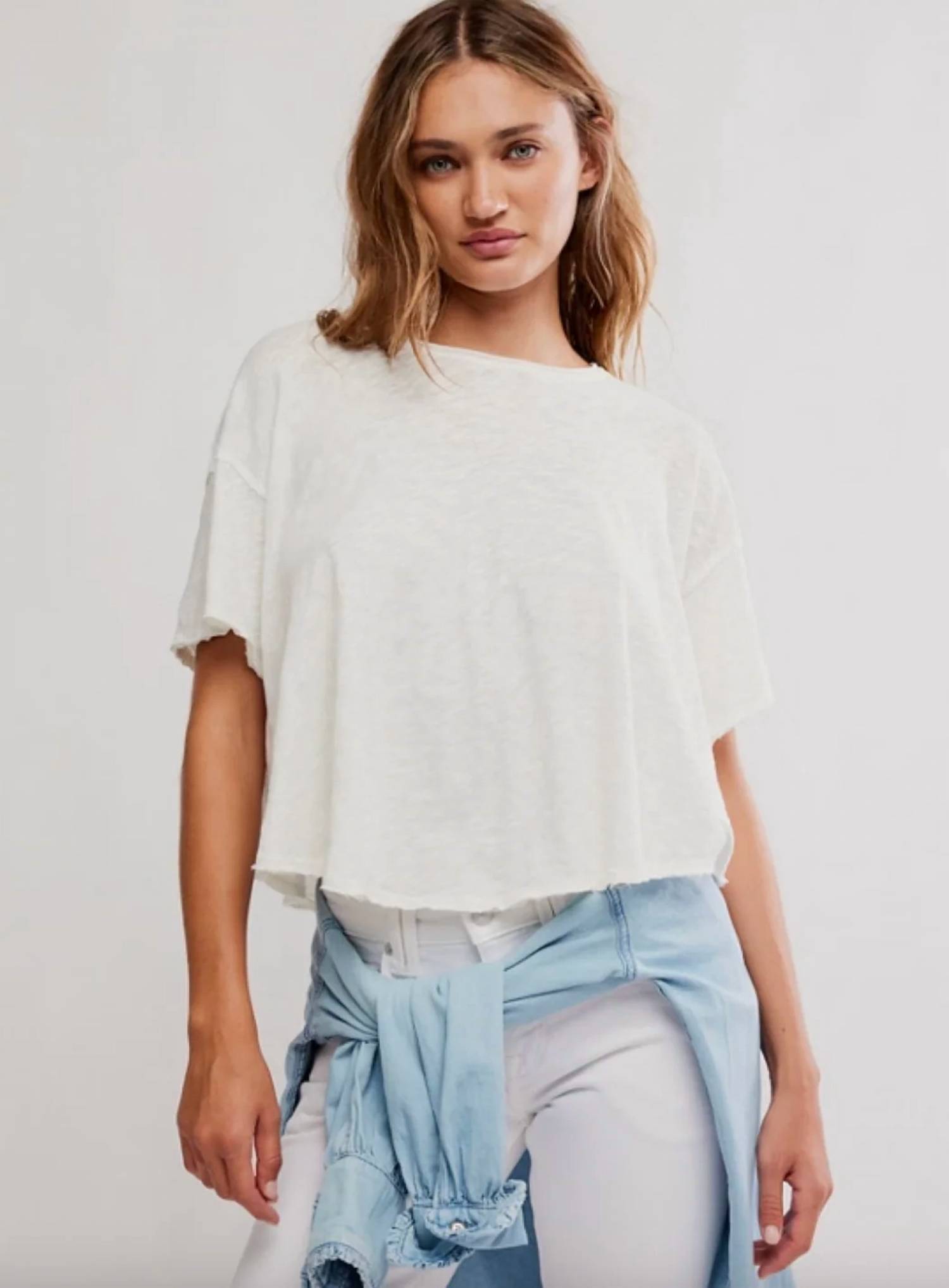 New Free People Elsie Swing Tee In Whisper White